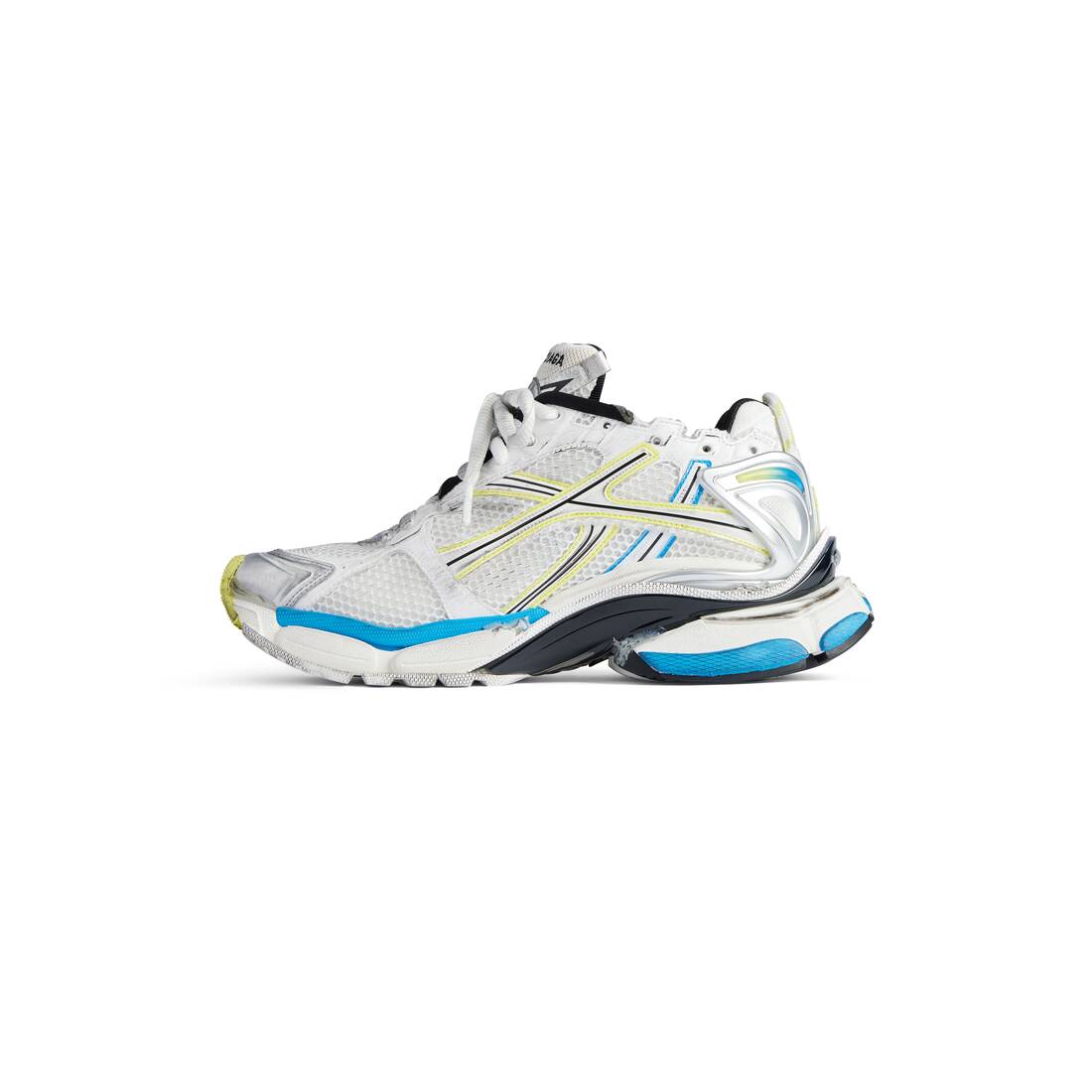 Men’s Runner Sneaker  in White/yellow/blue - Image 4